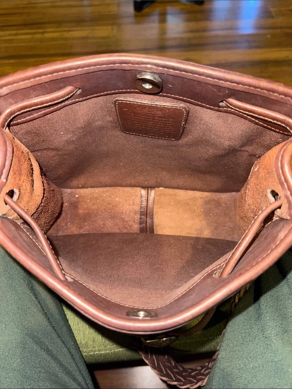 Vintage Brighton Braided Strap Brown Leather Shoulder Bag with Heart Accents - Picture 12 of 14